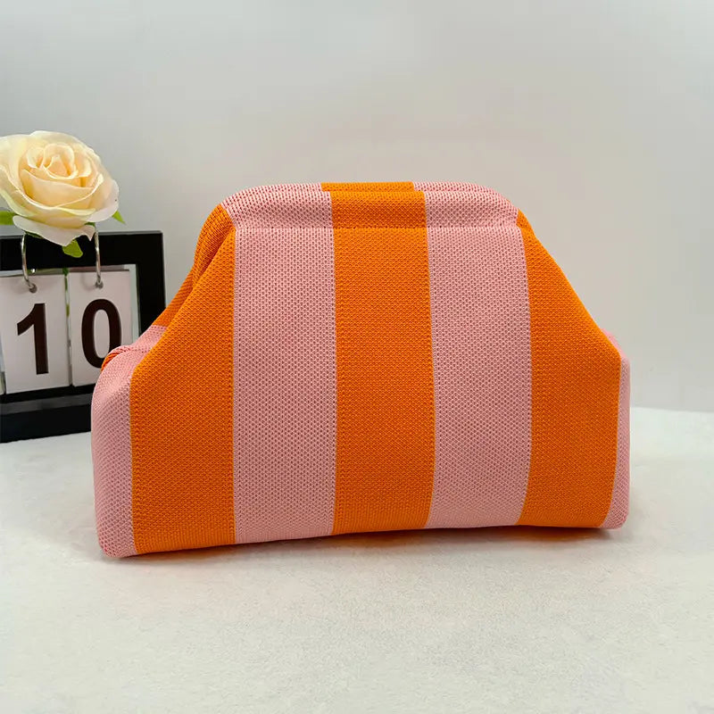Women‘s Striped Diamond Dot Cloud Handbag