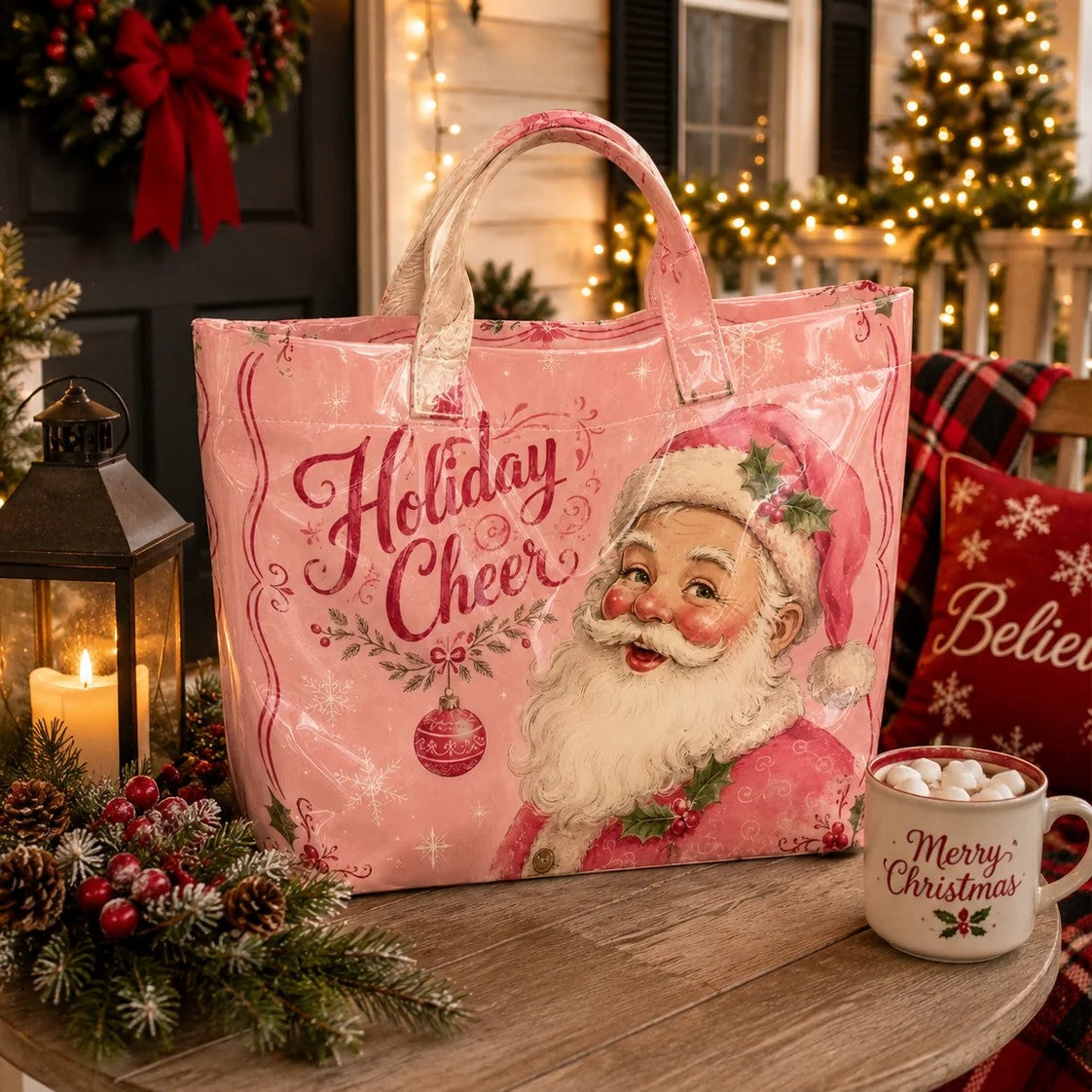 Christmas Miracle Print PVC Tote Bag