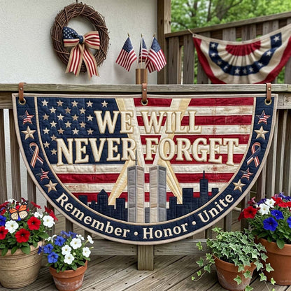 Never Forget Tribute Quilted Fan Flag