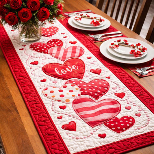 Love Heart Quilted Table Runner