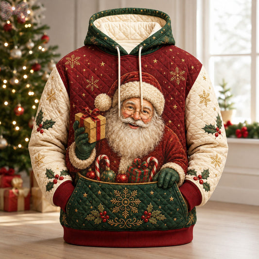 Santa Claus Christmas Gift Quilted Casual Hoodie
