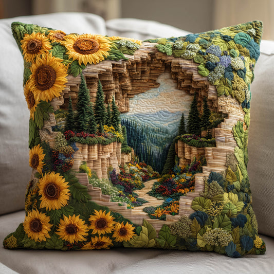Sunflower and Tree Quilted Pillowcase