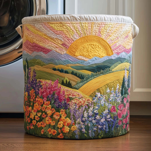 Sunrise Mountain Wildflower Valley Quilted Laundry Basket