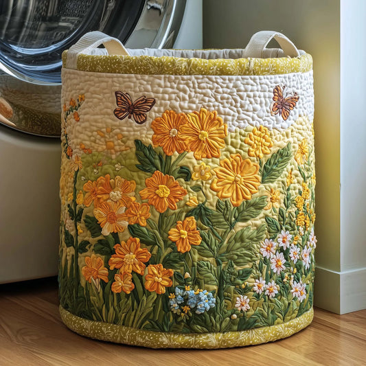 Butterfly Bloom Quilted Laundry Basket