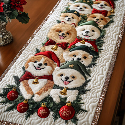 Jolly Pomeranian Quilted Table Runner
