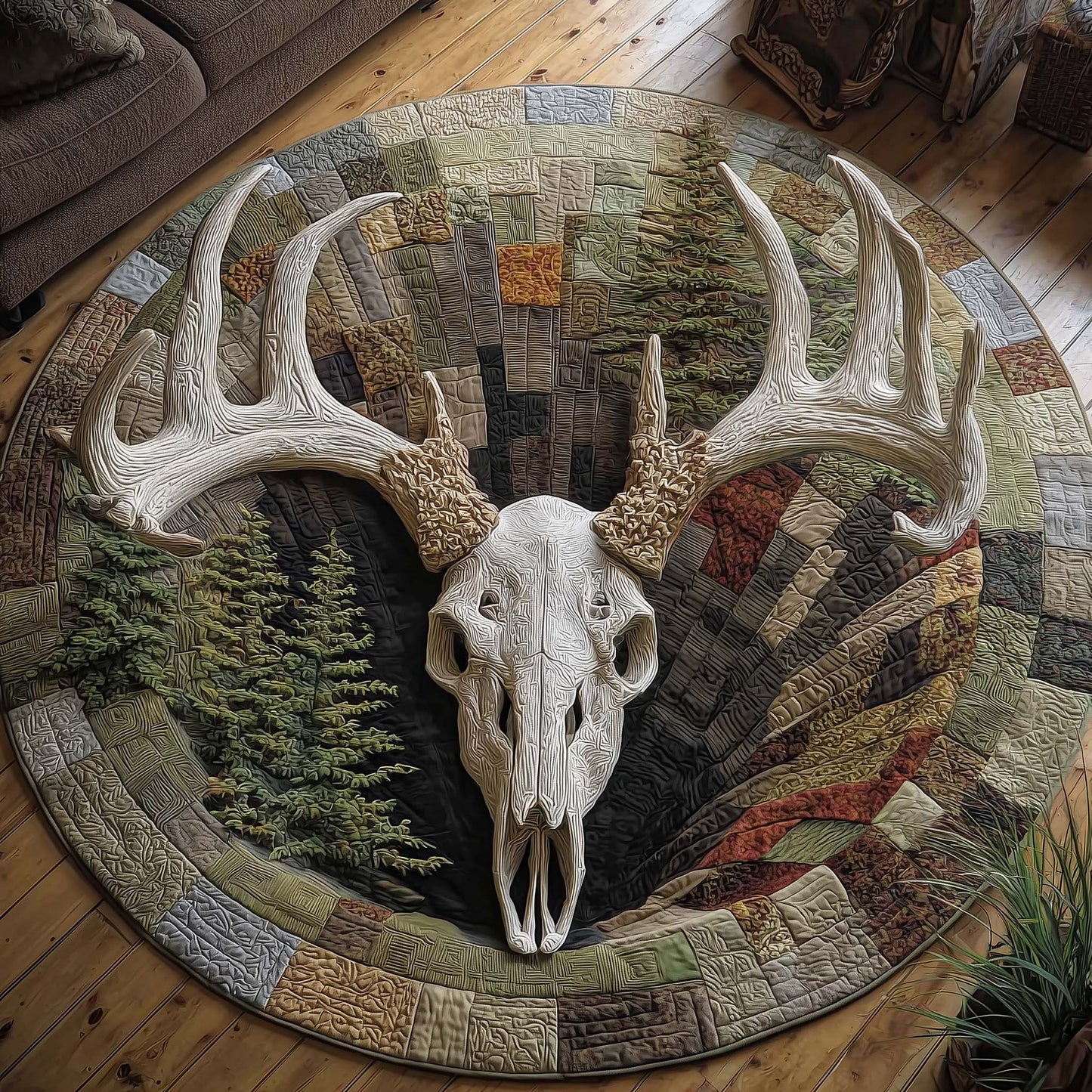 Deer Serenity Quilted Round Mat