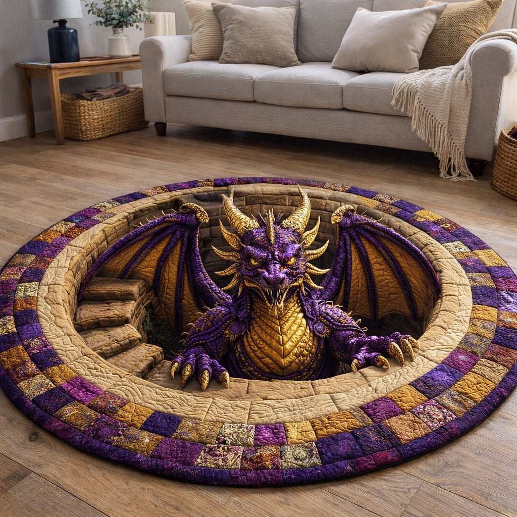 Majestic Dragon Quilted Round Mat