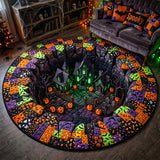 Spooky Village Quilted Round Mat