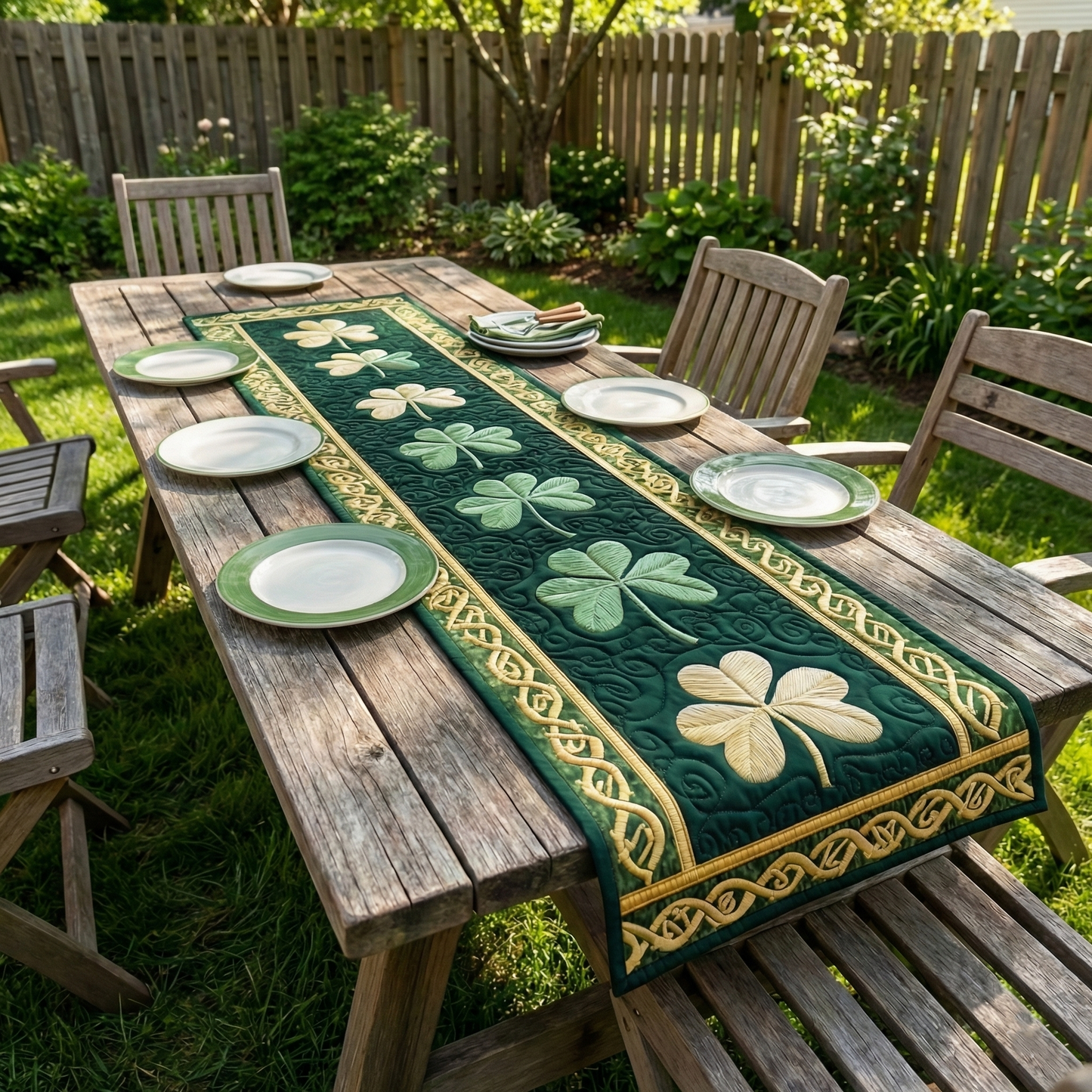 Irish Shamrock Quilted Table Runner