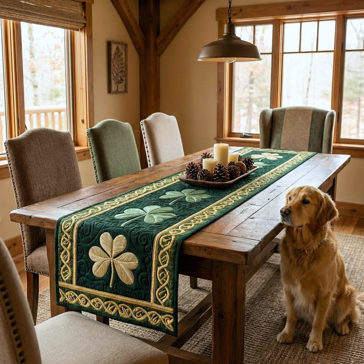 Irish Shamrock Quilted Table Runner