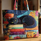 Books and Cat Handmade Tote Bag