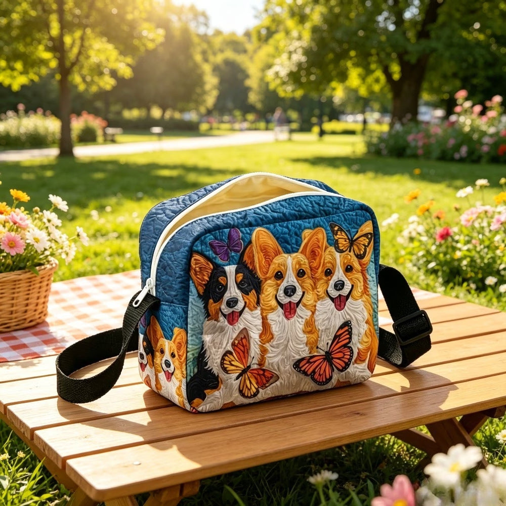 Cute Corgi Quilted Crossbody Bag