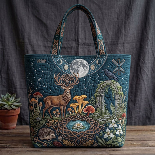 Celestial Stag Raven Nordic Handmade Tote Bag