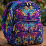 Purple Dragonfly Art Quilted Backpack