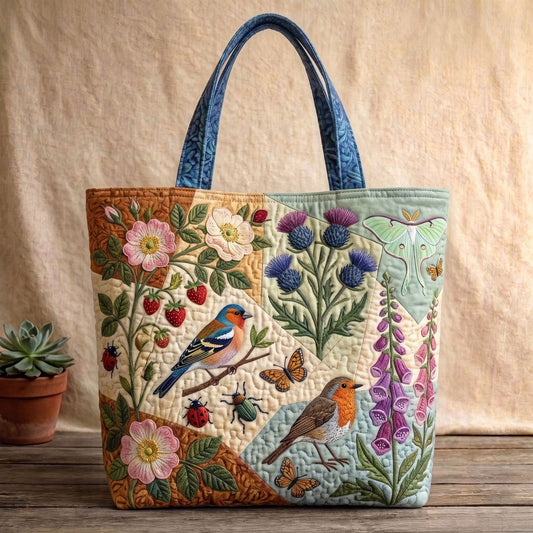 Wildflower Bird Handmade Tote Bag