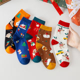 Christmas Cartoon Animal Face Socks 5 Pairs