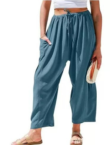 Breezyflow Linen Wide Leg Cargo Pants