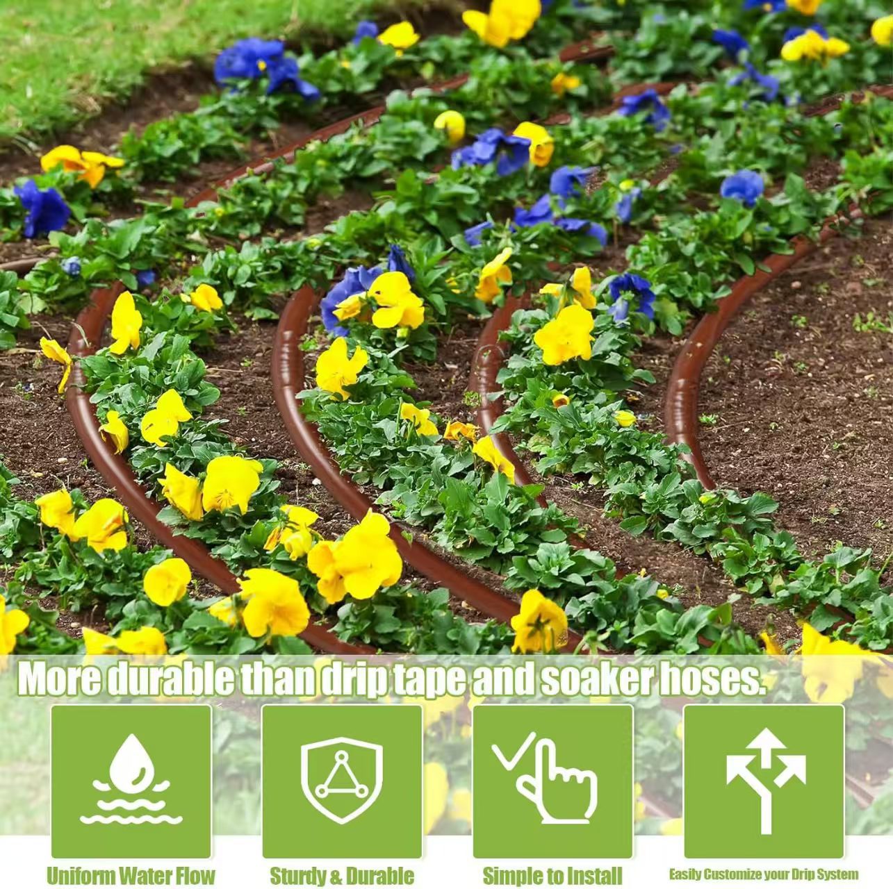 1/4" Drip Irrigation Tubing for Vegetation, Window Boxes and Garden