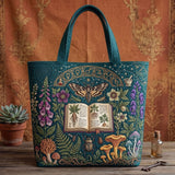 Witchy Moth Herbal Book Handmade Tote Bag