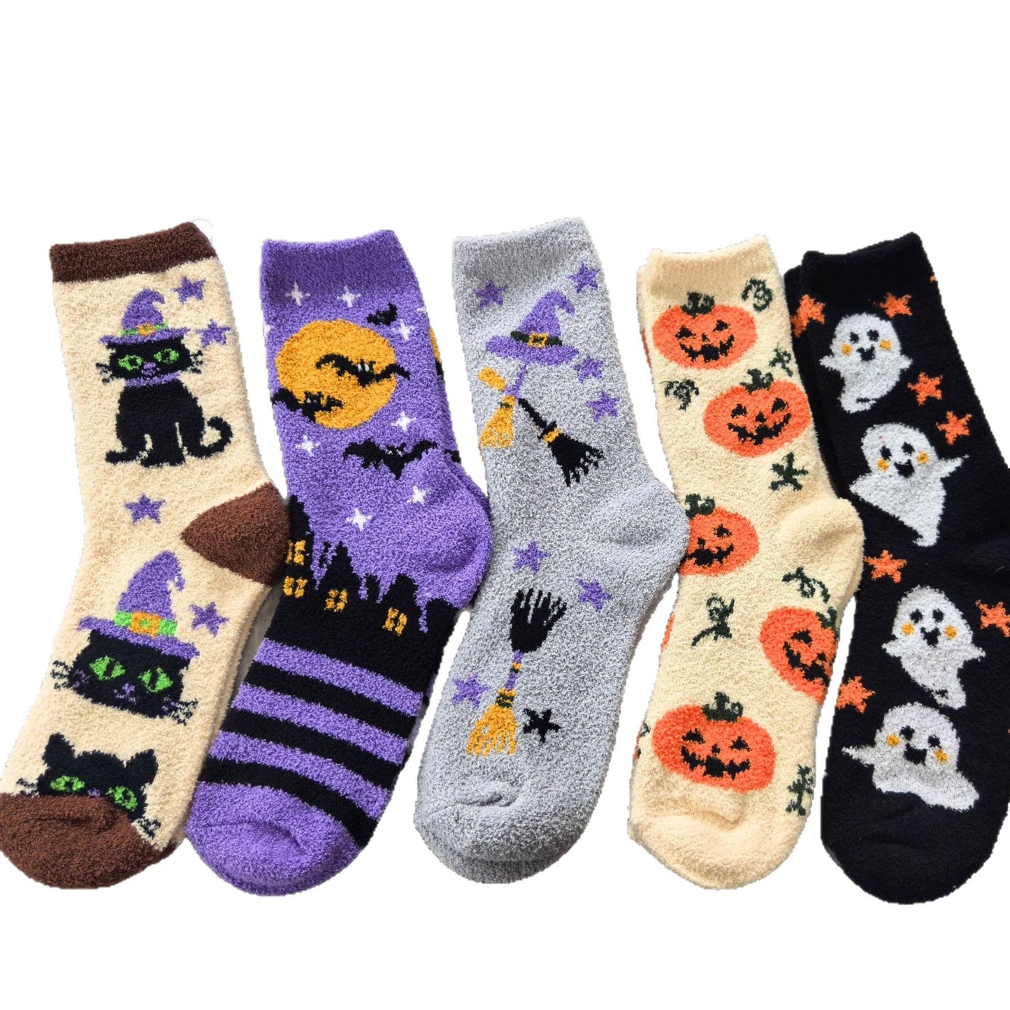 Halloween Warm Fall Cozy Fluffy Slipper Socks 5 Pairs