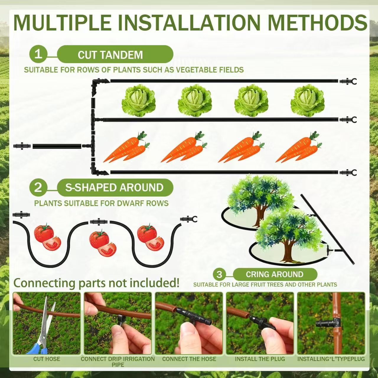 1/4" Drip Irrigation Tubing for Vegetation, Window Boxes and Garden
