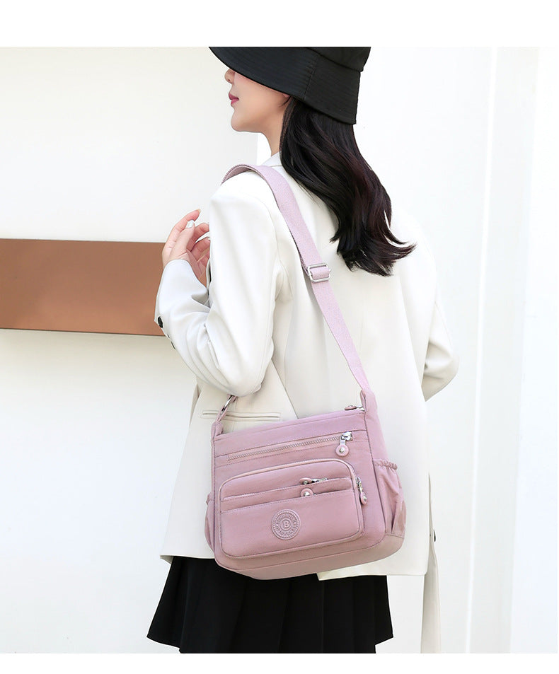 Nylon Lightweight Single Shoulder Bag with Multiple Pockets