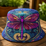 Colorful Art Dragonfly Quilted Bucket Hat