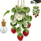 Crochet Strawberry Hanging Plant for Car Air Freshener