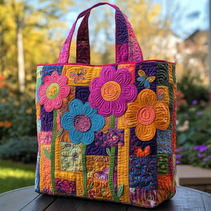 Colorful Flowers Handmade Tote Bag