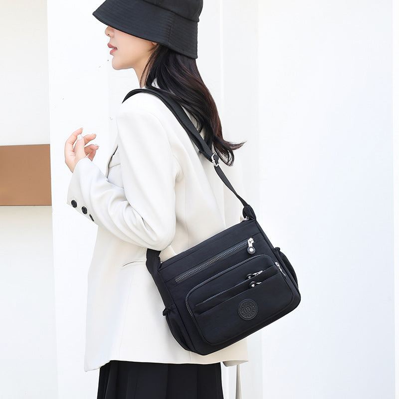 Nylon Lightweight Single Shoulder Bag with Multiple Pockets