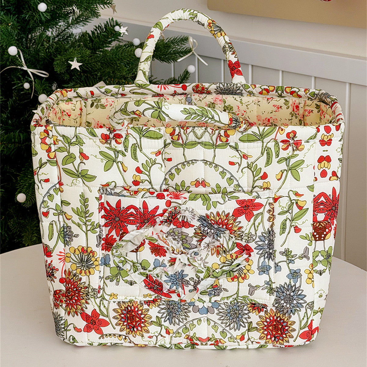 Large Capacity Floral Interior Storage Basket