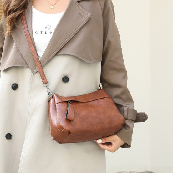 PU Leather Multi-Pocket Crossbody Bag