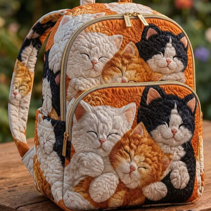 Fluffy Kitten Cluster Quilted Backpack