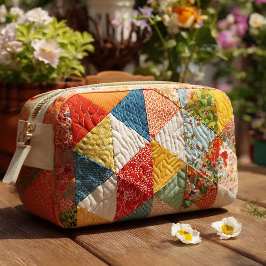 Vintage Patchwork Quilted Makeup Bag