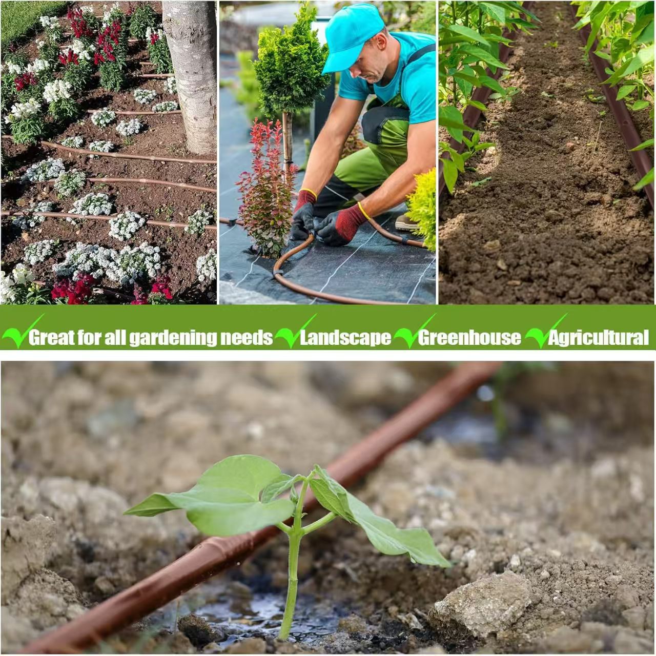 1/4" Drip Irrigation Tubing for Vegetation, Window Boxes and Garden
