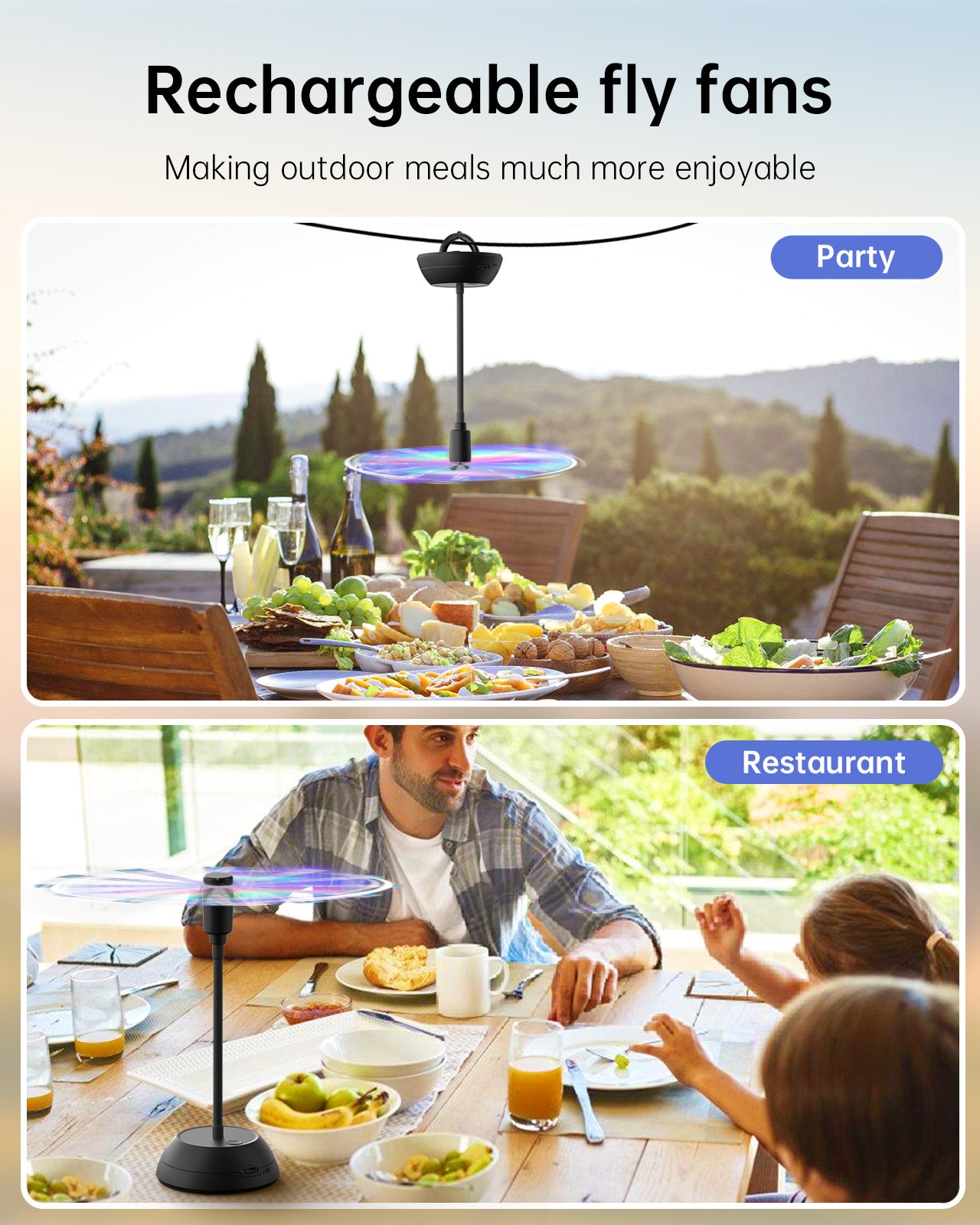 Portable Fly Repellent Fan for Tables