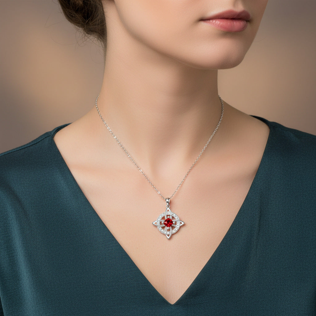 Mystical Birthstone Witches Knot Necklace – Natural Crystal🔮💞