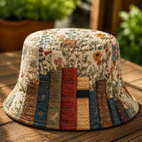 Vintage Book Wildflower Quilted Bucket Hat