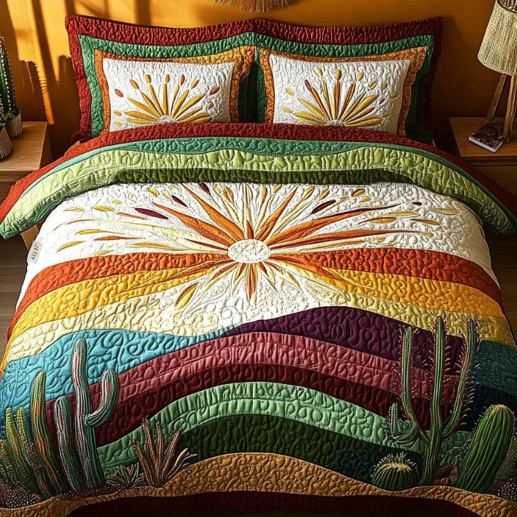 Southwest Cactus Sun Desert Quilted Bedding Set