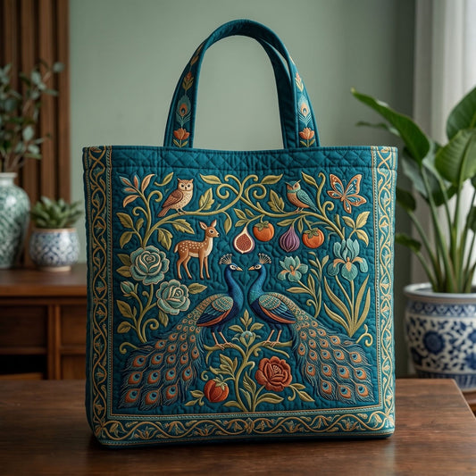 Peacock Forest Animal Handmade Tote Bag