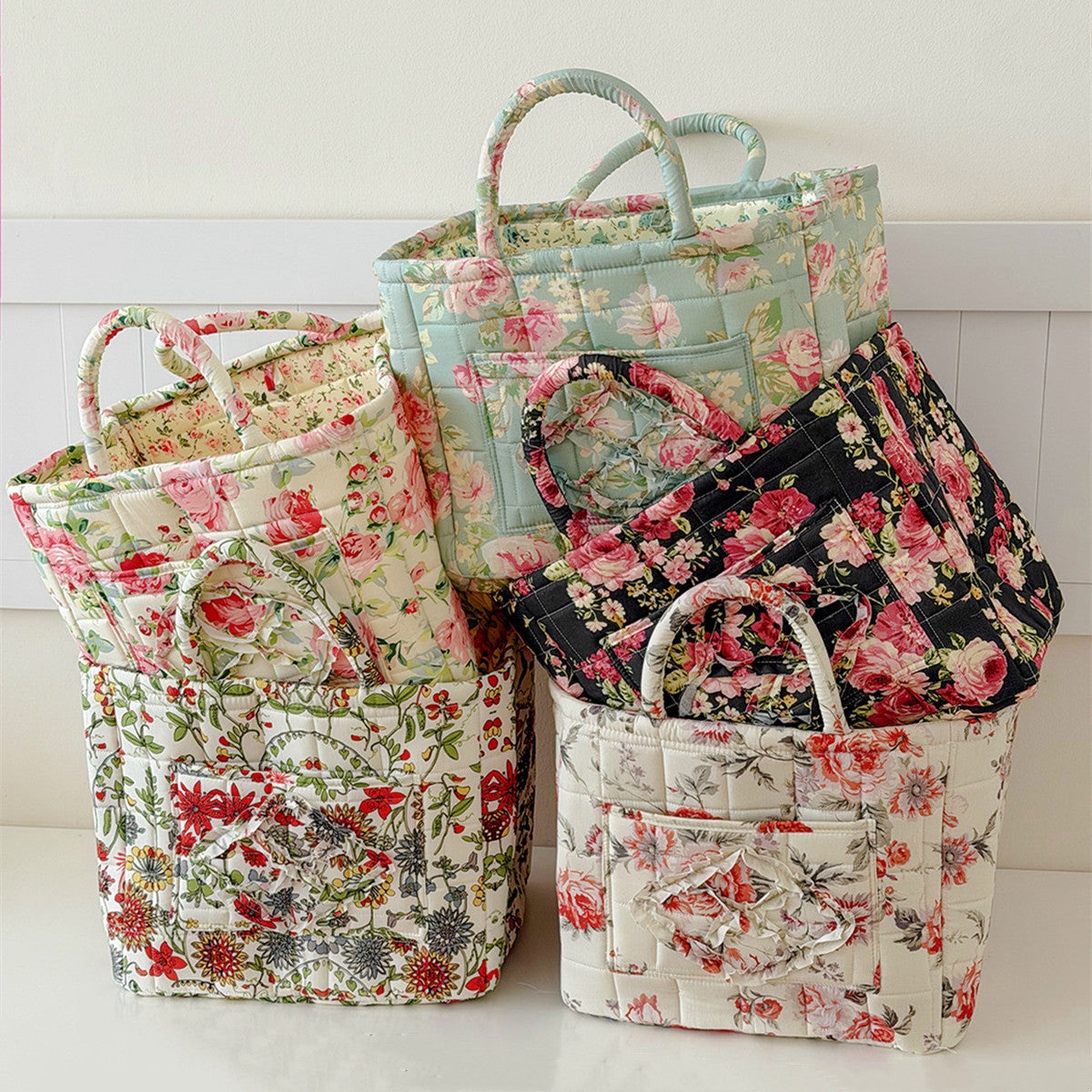 Large Capacity Floral Interior Storage Basket