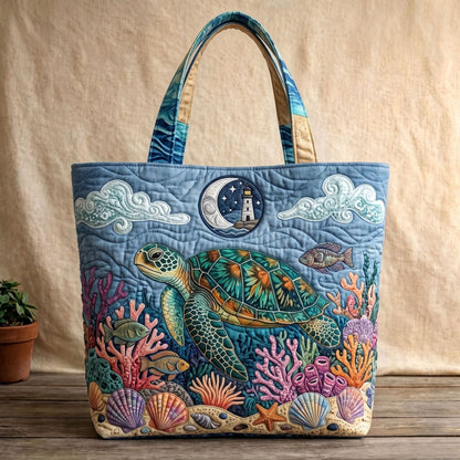 Ocean Sea Turtle Coral Handmade Tote Bag