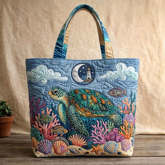 Ocean Sea Turtle Coral Handmade Tote Bag