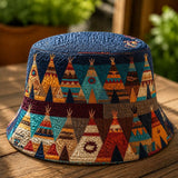 Tribal Teepee Patchwork Quilted Bucket Hat