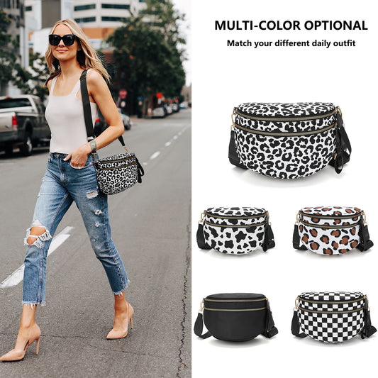 Plus Size Checkered Nylon Crossbody Bum Bag