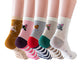 Cat Stripe Dotted Animal Face Socks 5 Pairs