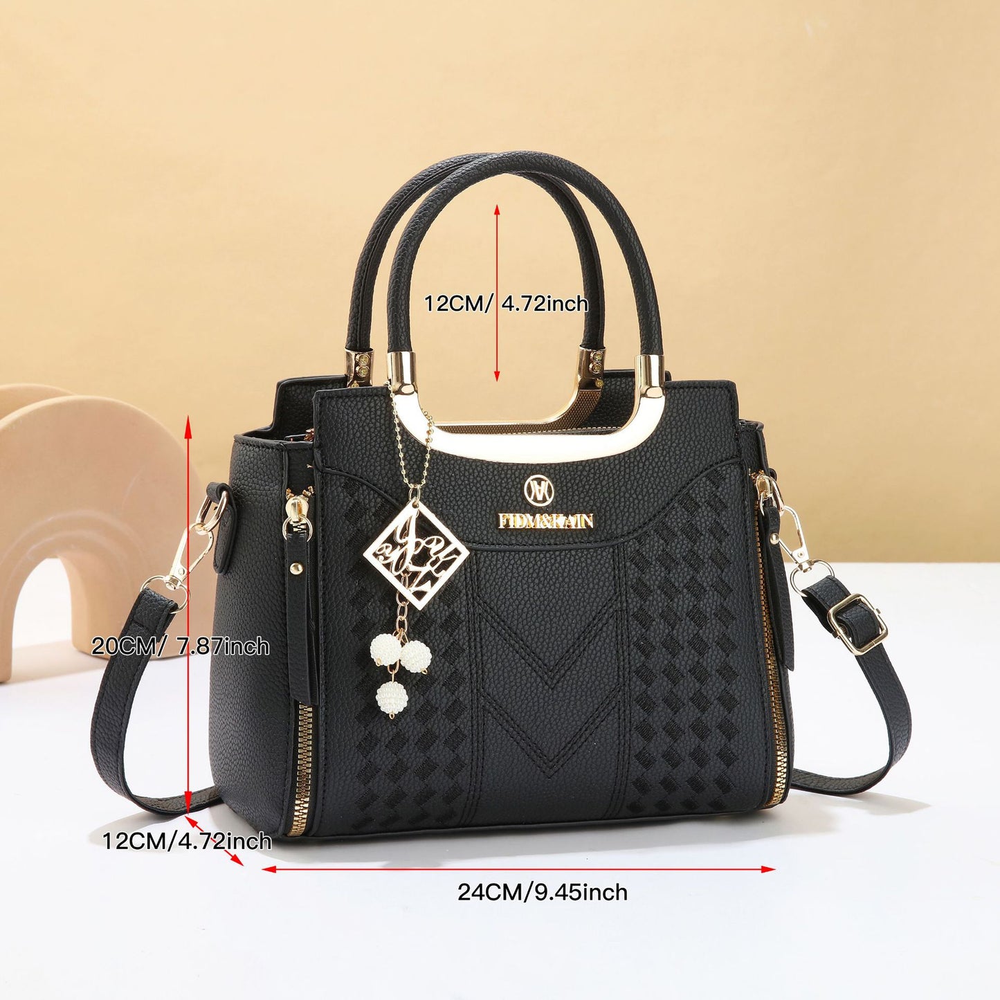 3 PCS Women's Elegant Embroidered Pattern Tote Bag
