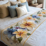Plumeria Garden Quilted Bed Runner