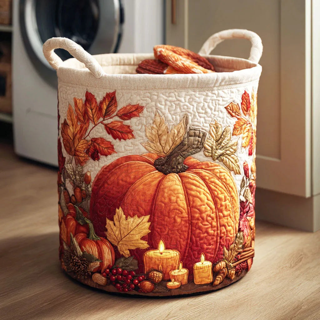 Pumpkin Harvest Quilted Laundry Basket