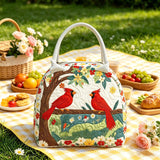 Red Cardinal Birds Quilted Lunch Bag